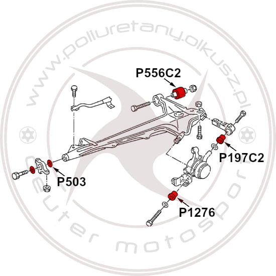 Komplet tulei wahaczy zawieszenia tylnego AUDI A6 / 100 / S4 / S6 / V8 - C4 Quattro