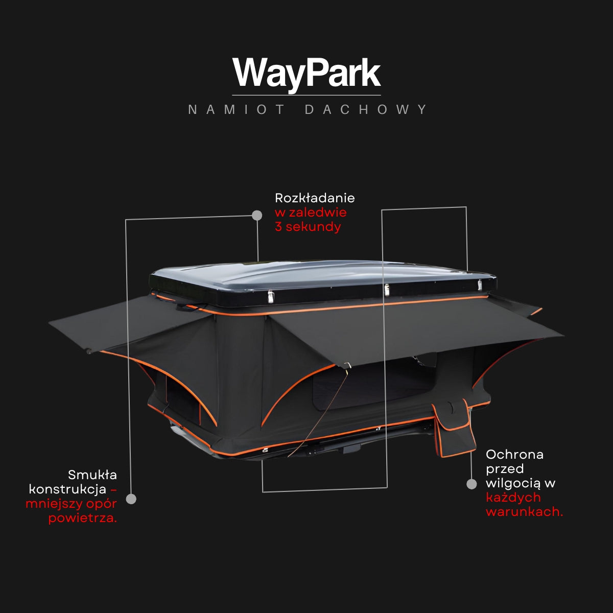 Namiot dachowy | WayPark RoofX | Kolor Midnight