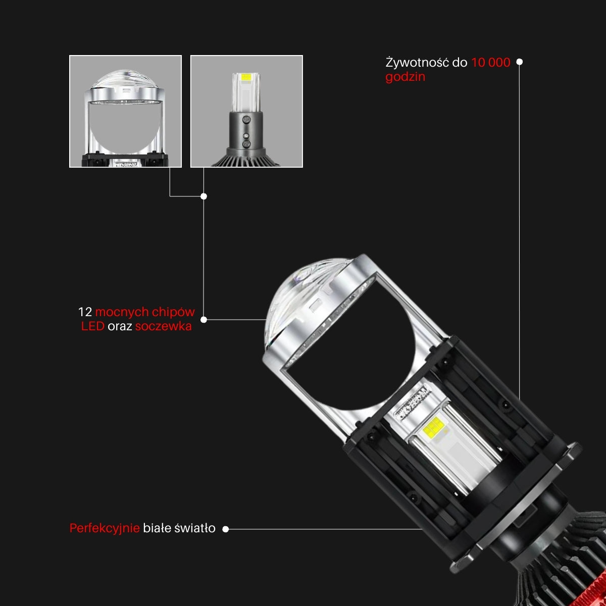 Żarówki LED H4 | EagleVision DualX | BiLED | Soczewka | 6000K