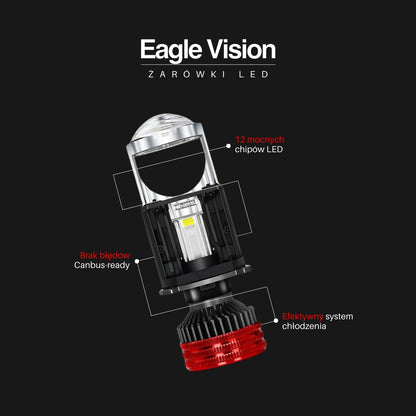 Żarówki LED H4 | EagleVision DualX | BiLED | Soczewka | 6000K